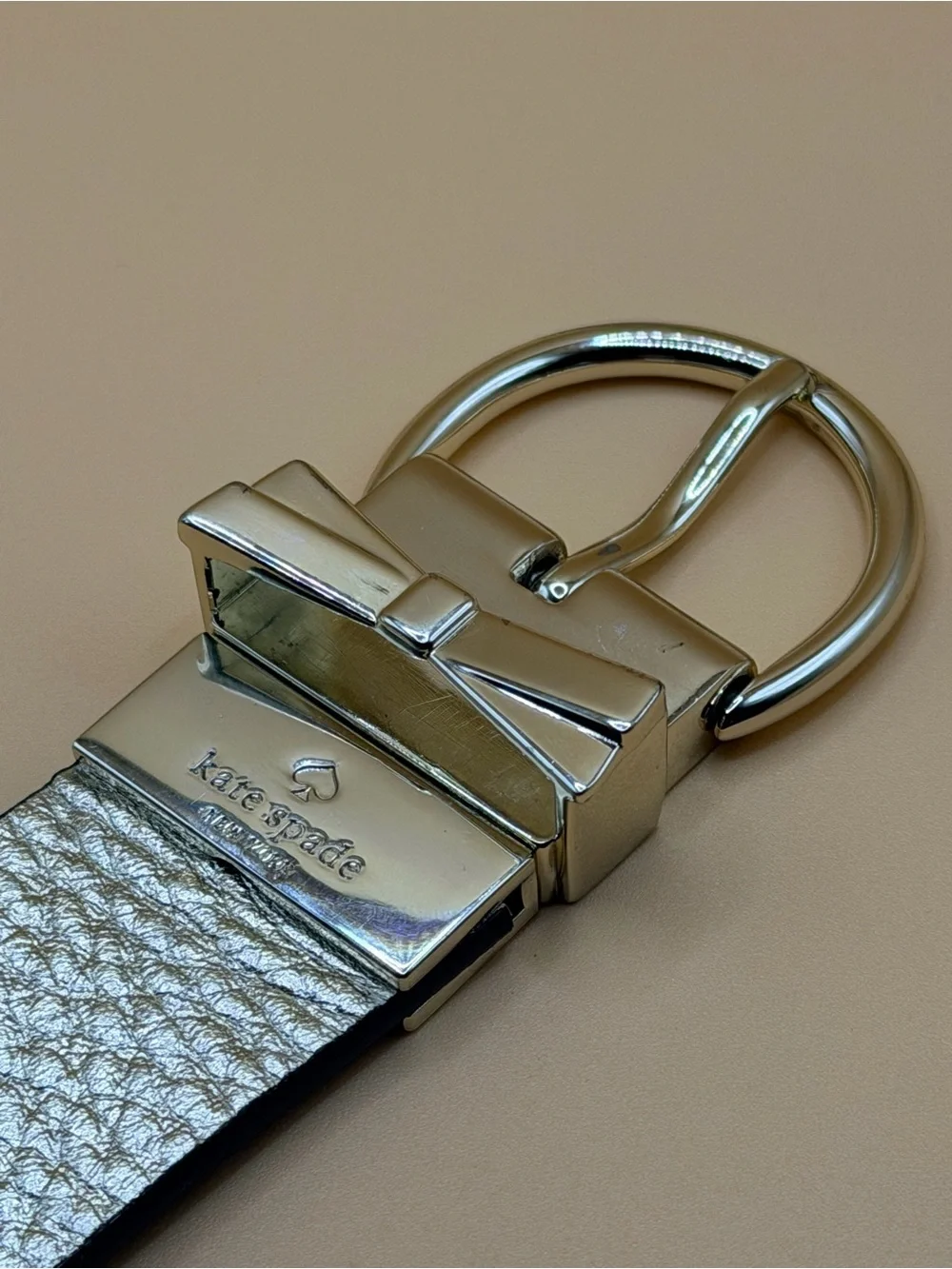 kate spade Gold Metallic Leather Belt with Bow Buckle